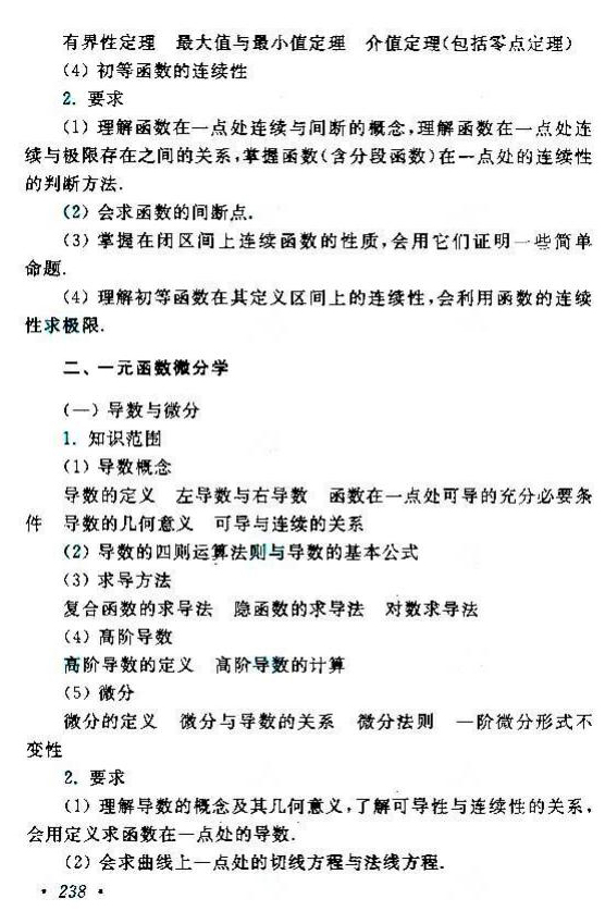 貴州成人高考專升本高等數學考試大綱